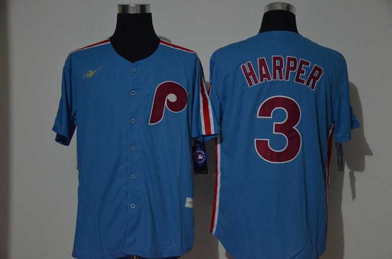 Phillies 3 Bryce Harper Light Blue 2020 Nike Cooperstown Collection Jersey,We sell and wholesale Phillies 3 Bryce Harper Light Blue 2020 Nike Cooperstown Collection Jersey on line form chian!